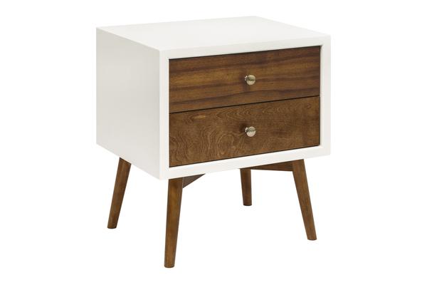 M15960RWNL,Palma Nightstand with USB Port  Assembled in WarmWhite/Natural Walnut
