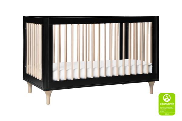 babyletto modern Lolly 3-In-1 Convertible Crib with Toddler Bed Conversion in Grey/Washed Natural Black / Washed Natural