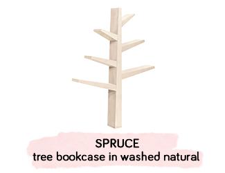 spruce tree bookcase in washed natural