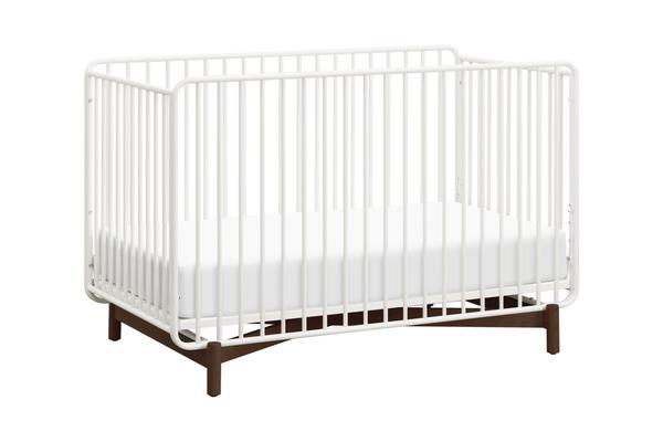 M15101RWL,Bixby Metal Crib with Toddler Bed Conversion Kit in Warm White/Walnut Stain