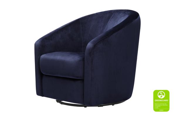 Madison Swivel Glider in Microsuede Fabric Navy Blue Microsuede