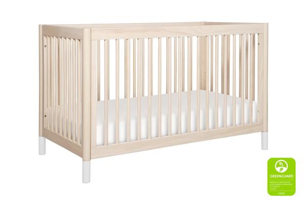 babyletto Gelato 4-in-1 Convertible Crib  White Color Feet With Toddler Bed Conversion Kit in Washed Natural