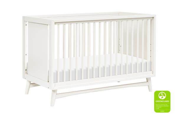 Peggy Mid-Century 3-in-1 Convertible Crib with Toddler Bed Conversion Kit in Natural Walnut Warm White