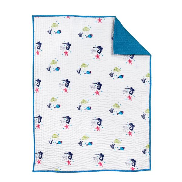 T19017,Oceanography Organic Cotton Hand-Quilted Blanket 