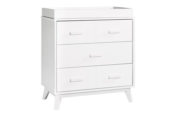Babyletto Scoot 3-Drawer Changer Dresser in White/Washed Natural Finish White