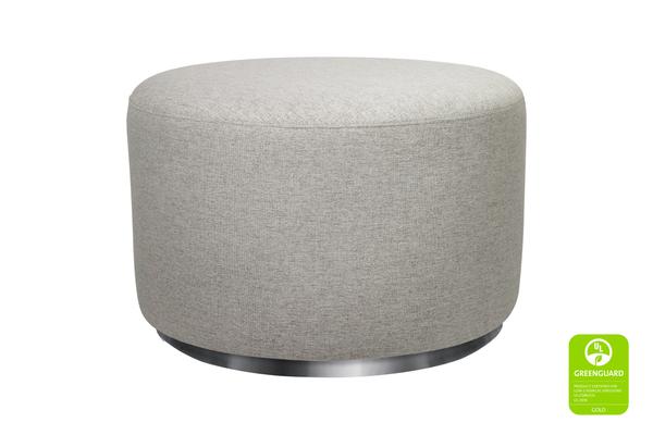 Babyletto Tuba Gliding Ottoman in Performance Grey Eco-Weave with silver base