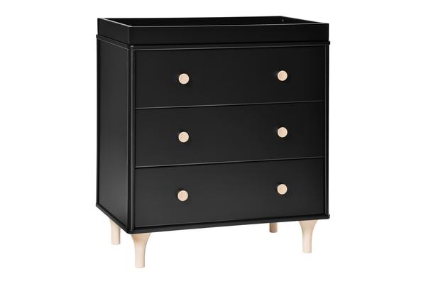 Lolly 3-Drawer Changer Dresser with Removable Changing Tray Black / Washed Natural